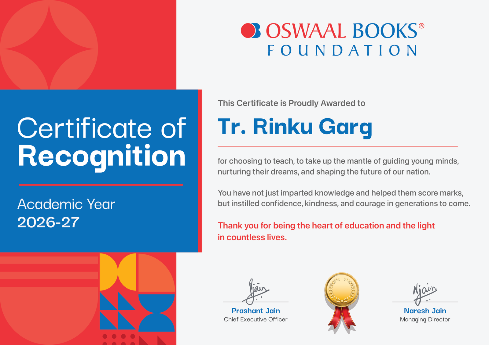 Bhaarat Coaching Classes Award